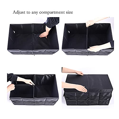 Car Trunk Organizer - Collapsible Trunk Organizer & Lid Foldable Cover Aluminium Alloy Handle Reflective Strip for Auto, SUV, Truck, Minivan