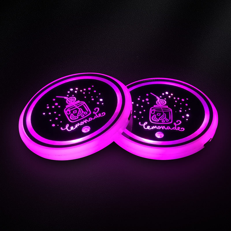 LED Cup Holder Lights, 2 Pcs LED Car Coasters with 7 Colors(2 Pcs/Set)